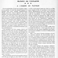 1624 - Page 1611 - Partie professionnelle, Hygiène, Assistance, Mutualité, Intérêts corporatifs, Variétés. Travaux originaux. Bulletin de l’Actualité. A l'ombre de Pasteur [G. Lavalée]
