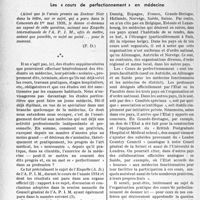 1689 - Page 1676 - Partie professionnelle, Hygiène, Assistance, Mutualité, Intérêts corporatifs, Variétés. La médecine professionnelle et sociale à l’étranger, par le Docteur Fernand Decourt. Les « cours de perfectionnement » en médecine
