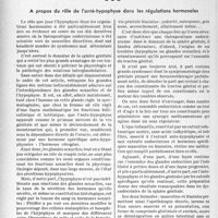 1737 - Page 1724 - Partie scientifique. L’actualité scientifique. Thérapeutique. A propos du rôle de l'anté-Hypophyse dans les régulations hormonales [J. Vergennes]