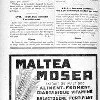 1757 - Page 1744-LVI - Correspondance. Questions diverses. Port du ruban de l’Ordre de la Santé publique / Droit d’une infirmière à un congé payé / Indemnité journalière due à une domestique pendant son congé