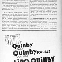 1770 - Page IX-1757 - Dernières nouvelles. Centre de liaison des oeuvres d’entraide médicale / Cours de broncho-oesophagoscopie / Assemblée générale de la S. E. G. A