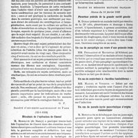 1793 - Page 1780 - Partie scientifique. L’actualité scientifique. Les Sociétés Savantes. Paris. Société médicale des hôpitaux de Paris. A propos de la recherche du bacille de Koch dans le contenu gastrique, chez l’adulte, 11-3-1938 / Société d’oto-rhino-laryngologie de Paris, (12-1-1938). Résultats de l’opération de Claoué / Société de médecine militaire français, Séance du 10 février 1938. Pleurésie putride de la grande cavité gauche / Un cas de paraplégie au cours d’une granulie froide / Un cas de septicémie à « bacillus funduliformis » / Un cas de pseudo-kyste pancréatique d’origine traumatique