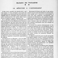 1798 - Page 1785 - Partie professionnelle, Hygiène, Assistance, Mutualité, Intérêts corporatifs, Variétés. Bulletin de l’Actualité. La médecine à l’abonnement