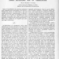 1802 - Page 1789 - Partie professionnelle, Hygiène, Assistance, Mutualité, Intérêts corporatifs, Variétés. Hygiène et Prophylaxie. Libres réflexions sur la tuberculose