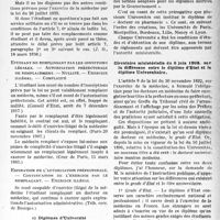 1868 - Page 5 - I. — L’exercice de la médecine en France métropolitaine. A) Conditions légales requises pour l’exercice de la médecine. 1° Diplôme d’État français de Docteur en médecine. b) Les remplaçants, Loi du 26 juillet 1935 / c) Diplômés d’Université