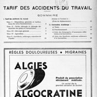 1884 - Page 1 - Supplément mensuel. Documentation professionnelle permanente du médecin praticien. Tarif des accidents du travail / Sommaire