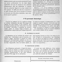1913 - Page 10 - III. Le personnel. 1° Le personnel domestique. A. Accidents du travail / B. Assurances sociales