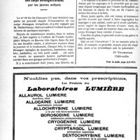 1959 - Page 1822-XIV - A travers l’officiel. Réponses des ministres aux questions des parlementaires. Remboursement de l’anesthésie générale ou aide opératoire aux assurés sociaux / Un procédé d'évacuation des corps étrangers avalés par les jeunes enfants