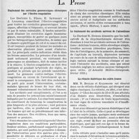 1974 - Page 1837 - Partie scientifique. L’actualité scientifique. La Presse. Traitement des cervicites gonococciques chroniques par l’électro-coagulation [(Paris Médical, 5 mars 1938)] / Le traitement des accidents nerveux de l’alcoolisme [(L’Actualité Médico-chirurgicale, février 1938)] / La rétinite diabétique des sujets jeunes [(La Presse Médicale, 12 mars 1938)]