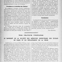 1989 - Page 1852 - Partie professionnelle, Hygiène, Assistance, Mutualité, Intérêts corporatifs, Variétés. Ce qu'il faut savoir sur... le décret-loi du 14 juin 1938 modiflant le régime des assurances sociales. L’expropriation des établissements insalubres / Nos réunions médicales. Le banquet de la société des médecins inspecteurs des écoles de Paris et du département de la Seine
