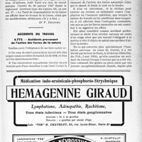 2054 - Page LVII-1917 - Correspondance. Application des tarifs d’honoraires. b) Assurances sociales. Le tarif de responsabilité d'une Caisse n'a rien de secret / Accidents du travail. Accidents provenant de l’action des forces de la nature