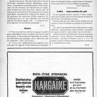 2095 - Page 1958-XXXVIII - Correspondance. Application des tarifs d’honoraires. a) Accidents du travail. 10 Appareil plâtré ; 2° Ligature et surveillance prolongée / Interventions de nuit