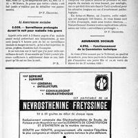 2096 - Page XXXIX-1959 - Correspondance. Application des tarifs d’honoraires. a) Accidents du travail. Interventions de nuit / b) Assurances sociales. Surveillance prolongée durant la nuit pour maladie très grave / Assurances sociales. Fonctionnement de la Commission technique