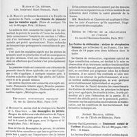 2126 - Page 1989 - Partie scientifique. L’actualité scientifique. Les Livres. Les éléments du pronostic dans les maladies aiguës, par A. -b. Marfan, Masson et Cie, éditeurs, Paris / Les dessanglées du périnée, par J. Mouchotte et L. Chauvois, Expansion scientifique français, Paris (VIe) / Les Centres de rééducation : ateliers de récupération humaine, par le Docteur G. de Parrel, Edition de l'oeuvre de la réadaptation de l’enfant / Traitement curatif de l’asthme, par Docteur Paul Cantonnet, Norbert Maloine, éditeur, Paris, 1937