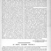 2136 - Page 1999 - Partie professionnelle, Hygiène, Assistance, Mutualité, Intérêts corporatifs, Variétés. La nouvelle chaire d'endocrinologie du collège de France et son premier titulaire, le professeur Courrier / Le bruit, danger social