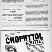 2140 - Page XLIII-2003 - A travers l’officiel. Note du Docteur F. Decourt, au sujet du prix des « massages effectués par un masseur » (sur ordonnances médicales) / Fédération des Syndicats médicaux de la Seine / Correspondance. Questions diverses. Les appareils de prise de tension et l'exercice illégal de la médecine