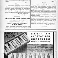 2143 - Page 2006-XLVI - Correspondance. Questions fiscales. La contribution mobilière n'est pas déductible des bénéfices professionnels / Application des tarifs d’honoraires. a) Accidents du travail. Exploration radiologique en cas de fracture [Dr F. Decourt]