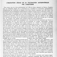 2158 - Page 2021 - Propos du jour. L’obligation légale de la vaccination antidiphtérique par l’anatoxine [J. Noir]