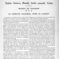 2172 - Page 2035 - Partie professionnelle, Hygiène, Assistance, Mutualité, Intérêts corporatifs, Variétés. Bulletin de l’Actualité. Les assurances individuelles contre les accidents [Dr Raphaël Massart]