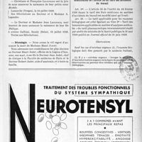 2198 - Page IX-2061 - Dernières nouvelles. Le Ve Congrès européen d’hygiène psychiatrique / Naissances / Nécrologie [Madame Henri Judet] / A travers l’officiel. Modification de l’article 29 du Tarif des accidents�du travail
