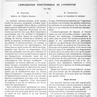 2204 - Page 2067 - Partie scientifique. Travaux originaux. L’exploration fonctionnelle de l’hypophyse, par MM. H. Stévenin, B. Ginsbourg [G. Lavalée]