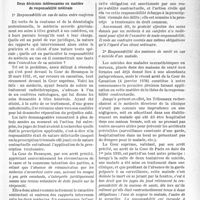 2218 - Page 2081 - Partie professionnelle, Hygiène, Assistance, Mutualité, Intérêts corporatifs, Variétés. L’actualité professionnelle. Informations judiciaires. Deux décisions intéressantes en matière de responsabilité médicale [Jean Mignon]