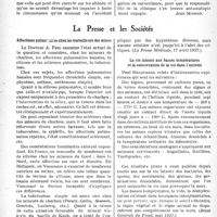 2219 - Page 2082 - Partie professionnelle, Hygiène, Assistance, Mutualité, Intérêts corporatifs, Variétés. L’actualité professionnelle. Informations judiciaires. Deux décisions intéressantes en matière de responsabilité médicale [Jean Mignon] / La Presse et les Sociétés. Affections pulmonaires chez les travailleurs des mines [(La Presse Médicale, 17 avril 1937)] / La vie latente aux basses températures et la conservation de la vie dans l’univers [(Revue Générale du Froid, mai 1937)]