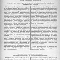 2247 - Page 2110 - Partie scientifique. La clinique au goût du jour. L’influence possible d’une grossesse sur l’évolution de la tuberculose pulmonaire, d’après le Docteur J. Hartmann. D’autant plus néfaste que la conception est plus rapprochée des débuts d’un processus évolutif / Contre l’aggravation de la tuberculose : traitement conservateur ou avortement thérapeutique ? [G. Fischer, G. Lavalée]