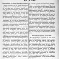 2250 - Page 2113 - Partie scientifique. L'actualité scientifique. La Presse. Signes électriques de l’activité cérébrale chez l’homme [(Paris-Médical, 9 avril 1938)] / Pneumothorax spontané dans l’asthme [(Presse Médicale, 6 avril 1938)]