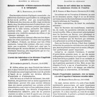2251 - Page 2114 - Partie scientifique. L'actualité scientifique. Les Sociétés Savantes. Paris. Académie de médecine. Epilepsie « essentielle » et lésions crâniennes décelables à la radiographie, (14-6-1938) / L’avenir des tuberculeux et les décisions d’inaptitude à prendre à leur égard, (14-6-1938) / Académie de chirurgie. Lésions du nerf cubital dans les fractures sus-condyliennes récentes de l’humérus, (16-3-1938) / Poussée d’hypertrophie mammaire, chez un homme, à la suite d’ingestion d’hormones sexuelles mâles, (16-3-1938)