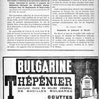 2263 - Page 2126-XXXIV - A travers l’officiel. Avis relatif à l’extension de la convention collective, de travail, concernant les collaborateurs des laboratoires fabriquant des produits pharmaceutiques dans les départements de Seine et Seine-et-Oise (application des articles 31 va et suivants du livre 1er du Code du travail) / Avis relatif à l’extension de la convention collective de travail, concernant les ouvriers et employés des laboratoires fabriquant des spécialités pharmaceutiques dans les départements de Seine-et-Oise (application des articles 31 va et suivants du livre 1er du Codé dû travail) / Nomination de professeur de Faculté