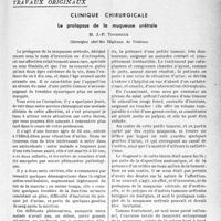 2284 - Page 2147 - Partie scientifique. Travaux originaux. Clinique chirurgicale. Le prolapsus de la muqueuse urétrale, M. J. -P. Tourneux