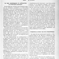 2290 - Page 2153 - Partie scientifique. L’actualité scientifique. La Presse. Les types morphologiques de prédisposition à la tuberculose pulmonaire [(La Presse Médicale, 9 avril 1938)] / L’adaptation au climat, base de la climatothérapie [(Paris Médical, 16 avril 1938)]