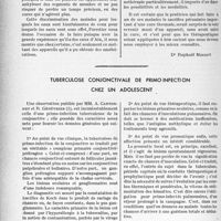 2329 - Page 2192 - Partie scientifique. Travaux originaux. A propos de l’appareillage des rhumatisants chroniques, par le Docteur R. Massart [Dr Raphaël Massart] / Tuberculose conjonctivale de primo infection chez un adolescent