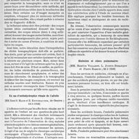 2336 - Page 2199 - Partie scientifique. L’actualité scientifique. Les Sociétés Savantes. Paris. Société médicale des hôpitaux de Paris. Apparence cavitaire trompeuse d’une image stratigraphique, (18-3-1938) / Un cas d’ostéodystrophie rénale de l’adulte, (18-3-1938) / Embolies et chocs pulmonaires, (25 3 1938)