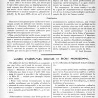2341 - Page 2204 - Partie professionnelle, Hygiène, Assistance, Mutualité, Intérêts corporatifs, Variétés. Caisses d’assurances sociales et secret professionnel