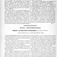2347 - Page 2210 - Partie professionnelle, Hygiène, Assistance, Mutualité, Intérêts corporatifs, Variétés. Hygiène individuelle. Gymnastique et grossesse / Revue bibliographique. Mounou : La petite fille de Camp-> Bolin, par Charles-Barzel. (Albert Massein, Paris) [J. Noir]