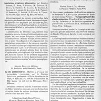 2438 - Page 2301 - Partie scientifique. L’actualité scientifique. Les Livres. Intoxications et carences alimentaires, par Maurice Loeper, E. Bioy, J. Cottet, M. Debray, R. Degos, L. Duchon, R. Garcin, E. Gilbrin, A. Lemaire, A. Lesure, G. Marchal, J. -L. Parrot, M. Perrault, P. Soulié, R. Turpin, A. Varay / La lutte antituberculeuse. Manuel A L’usage Des infirmières visiteuses, par le Docteur Denoyelle, Amédée Legrand, éditeur, Paris / La Bufothérapie, Une médication nouvelle par le venin de crapaud, par Dr Robert Cornilleau, Librairie médicale Marcel Vigne, Paris (VIe) / Tactique opératoire des glandes endocrines, parG. Jeanneney et P. Foucault, Gaston Doin et Cie, éditeurs, Paris