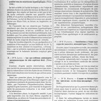 2439 - Page 2302 - Partie scientifique. L’actualité scientifique. Les Livres. Le lait sec entier acidifié chez les nourrissons hypotrophiques, par Dr G. Rozée Belle-Isle (Thèse1938) / Les pyo-scléroses pulmonaires pneumococciques du lobe supérieur droit, par Dr R. Louis (Thèse1938) / Polynévrite et terrain, par Dr O. Vignal (Thèse 1938) / Les Thèses. Contribution à l’étude hygiénique des poussières atmosphériques, par Dr P. Fayette (Thèse, 1938) / L’ozone en thérapeutique. Ses indications en oto-rhino-laryngologie, par Dr R. Biette (Thèse 1938)