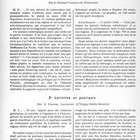 2441 - Page 2304 - Partie scientifique. L’actualité scientifique. Observations cliniques. 1° Un cas d'ulcère de la petite courbure traité par la Laristine, par le Docteur Carton / 2° Laristine et psorlasis, par le Docteur Chaubart