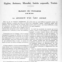 2442 - Page 2305 - Partie professionnelle, Hygiène, Assistance, Mutualité, Intérêts corporatifs, Variétés. Bulletin de l’Actualité. La nécessité d'un tarif unique [Dr Raphaël Massart]