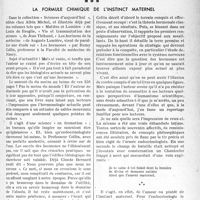 2494 - Page 2357 - Partie professionnelle, Hygiène, Assistance, Mutualité, Intérêts corporatifs, Variétés. Bulletin de l'Actualité. La formule chimique de l’instinct maternel