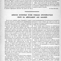 2497 - Page 2360 - Partie professionnelle, Hygiène, Assistance, Mutualité, Intérêts corporatifs, Variétés. Accidents du travail — présence d’un conseil juridique à une expertise médicale [Dr Paul Boudin]. La formule chimique de l’instinct maternel / Médecin inventeur d'une formule opothérapique vente du médicament aux malades [Dr Paul Boudin]