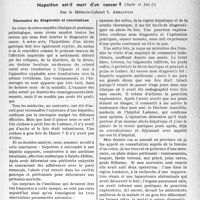 2500 - Page 2363 - Partie professionnelle, Hygiène, Assistance, Mutualité, Intérêts corporatifs, Variétés. Variétés. L’énigme pathologique de Sainte-Hélène. Napoléon est-il mort d'un cancer ? (Suite et fin), par le Médecin-Colonel S. Abbatucci