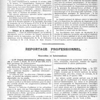 2505 - Page 2368 - Partie professionnelle, Hygiène, Assistance, Mutualité, Intérêts corporatifs, Variétés. Faculté de médecine de Paris. Enseignement et actes de la Faculté / Reportage professionnel. Nouvelles et Informations. Le IVe Congrès international de pathologie comparée / Vacances de Noël sur la Côte d’Azur