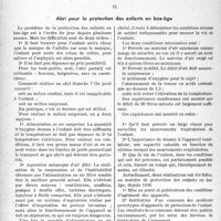 2553 - Page 2416 - Partie professionnelle, Hygiène, Assistance, Mutualité, Intérêts corporatifs, Variétés. Conférence sur la défense passive, faite en juin 1938 par le Docteur Cot, à la Faculté de médecine de Paris. I, L'abri en milieu surpressé — Sa réalisation par l'air comprimé / II, Abri pour la protection des enfants en bas-âge