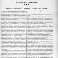 2602 - Page 2465 - Partie professionnelle, Hygiène, Assistance, Mutualité, Intérêts corporatifs, Variétés. Bulletin de l'Actualité. Bienfaits possibles et méfaits certains du cinéma [G. Lavalée]