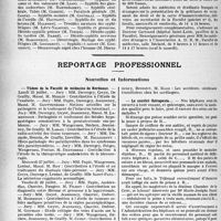2615 - Page 2478 - Partie professionnelle, Hygiène, Assistance, Mutualité, Intérêts corporatifs, Variétés. Faculté de médecine de paris. Enseignement et actes de le Faculté / Reportage professionnel. Nouvelles et Informations. Thèses de la Faculté de médecine de Bordeaux / Le convict thérapeute
