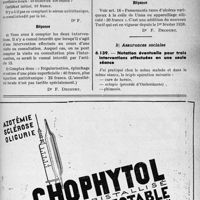 2618 - Page LIII-2481 - Correspondance. Application des tarifs d’honoraires. a) Accidents du Travail. Deux interventions se cumulent / Pansements à la colle de Unna / b) Assurances sociales. Notation éventuelle pour trois interventions effectuées en une seule séance