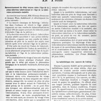 2656 - Page 2519 - Partie scientifique. L’actualité scientifique. La Presse. Raccourcissement du délai moyen entre l’âge de la primo-infection tuberculeuse et l’âge de la tuberculose pulmonaire-maladie [(Presse Médicale, 30 avril 1938)] / Existe-t-il un abîme au point de vue du nombre entre la tuberculose-infection et la tuberculose-maladie ? [(La Presse Médicale, 29 juin 1938)] / La radiothérapie des cancers de l’utérus [(La Médecine, juin 1938)]